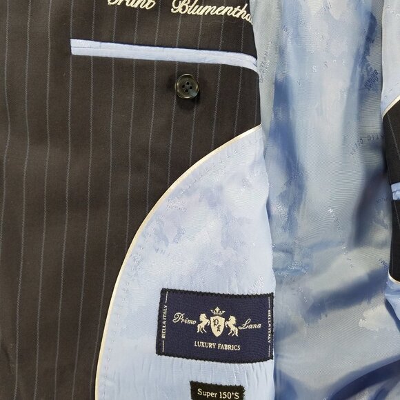 Sam Surin Bespoke Sport Coat 2-Button 44 Blue Pinstripe Surgeon Vented Super 150 - Picture 5 of 16